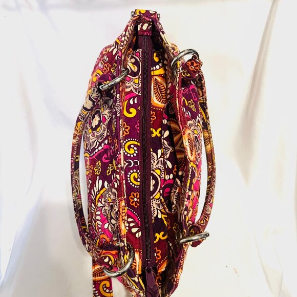 Vera Bradley Safari Sunset Tote/Shoulder Bag-Chain Strap-Pink/Maroon Mix-Quilted - Picture 9 of 16